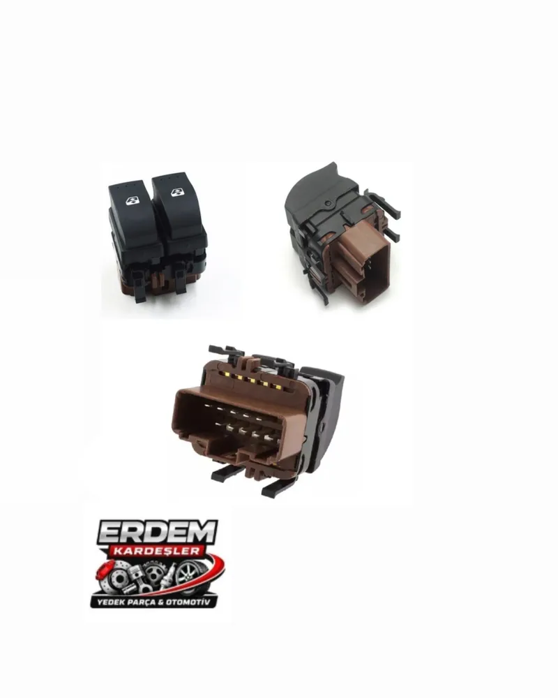 Renault Megane 2 (II) Ön Sol Cam Düğmesi Çiftli (Kahverengi Soket) OEM: 8200315050