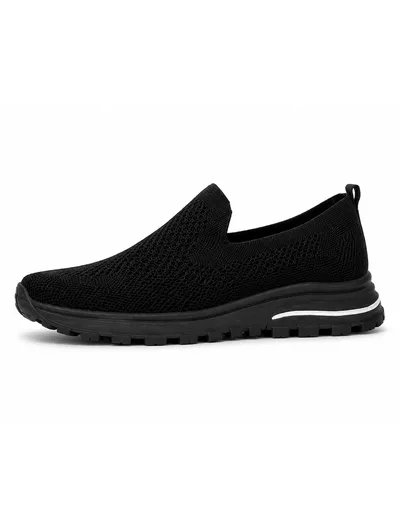 Black Knit Comfort Slip-On Kadın