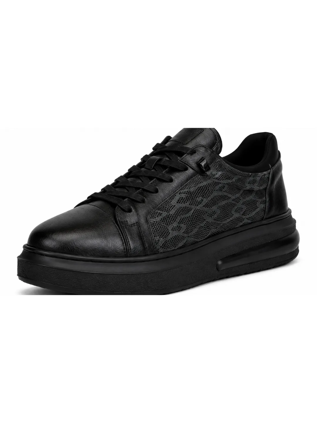 Black Monogram Leather Sneaker Erkek