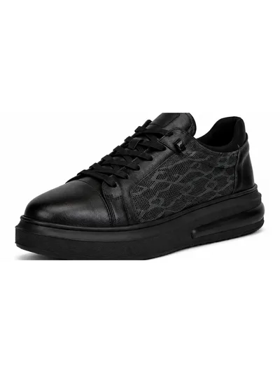 Black Monogram Leather Sneaker Erkek