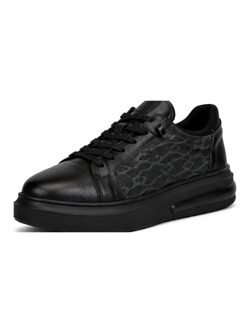 Black Monogram Leather Sneaker Erkek