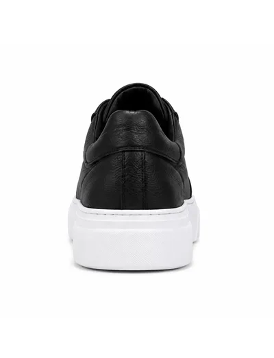 Noir Leather Platform Sneaker Erkek