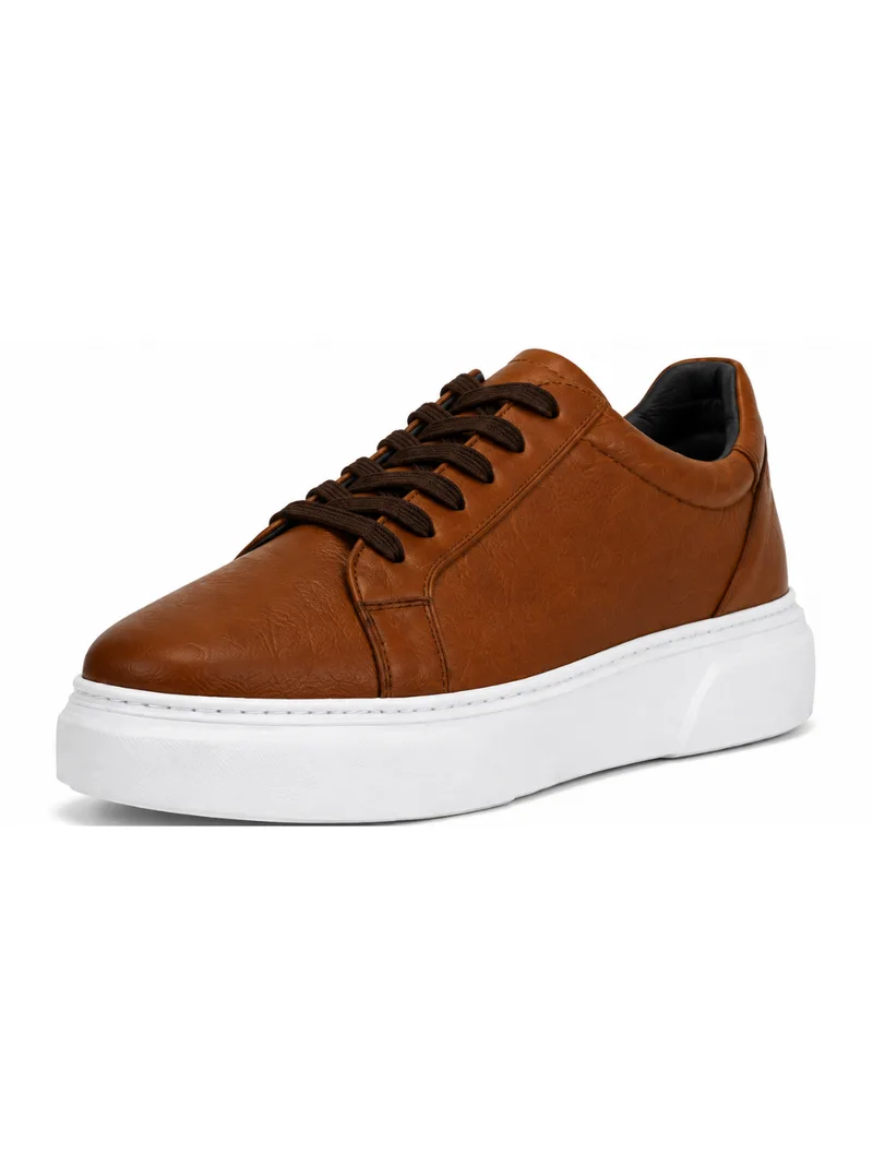 Cognac Leather Platform Sneaker Erkek