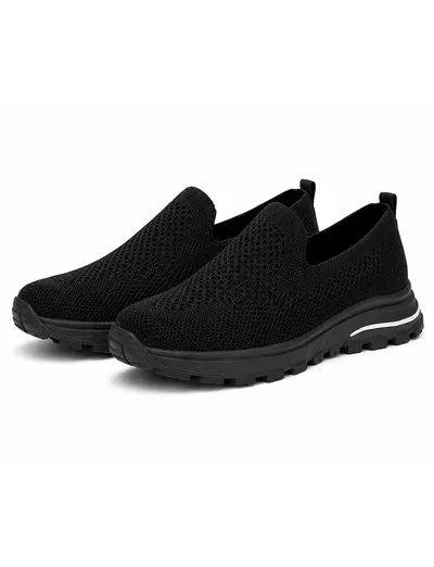 Black Knit Comfort Slip-On Kadın