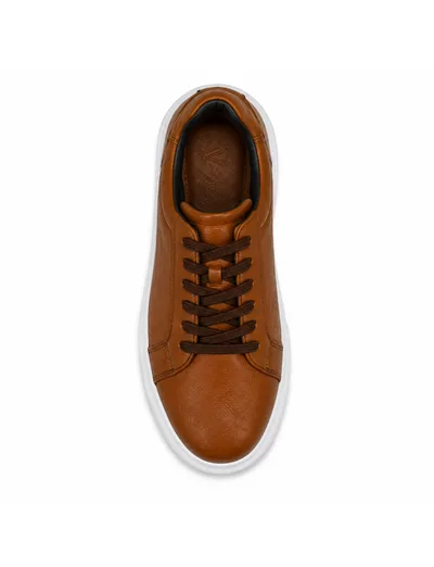 Cognac Leather Platform Sneaker Erkek