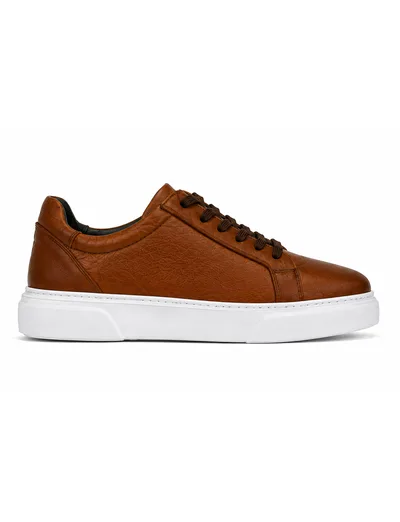 Cognac Leather Platform Sneaker Erkek