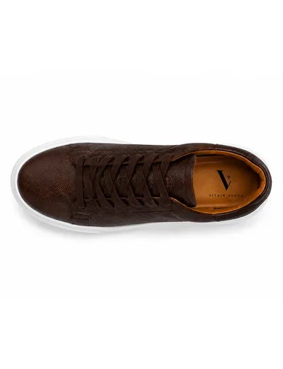 Brown Leather Platform Sneaker Erkek