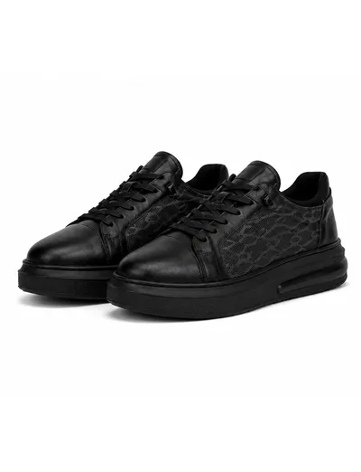 Black Monogram Leather Sneaker Erkek