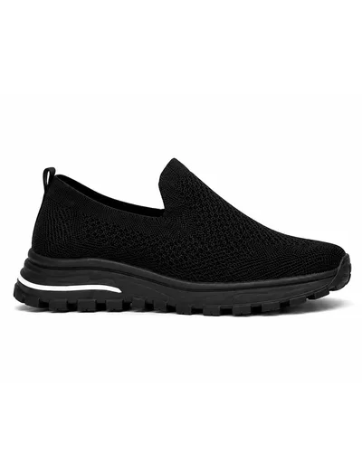 Black Knit Comfort Slip-On Kadın