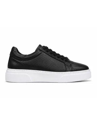 Noir Leather Platform Sneaker Erkek