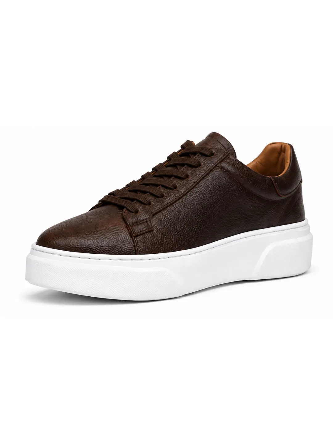 Brown Leather Platform Sneaker Erkek