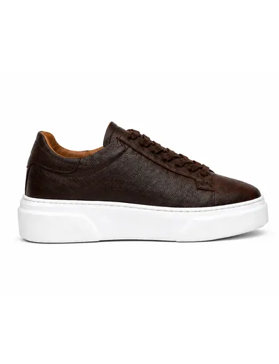 Brown Leather Platform Sneaker Erkek