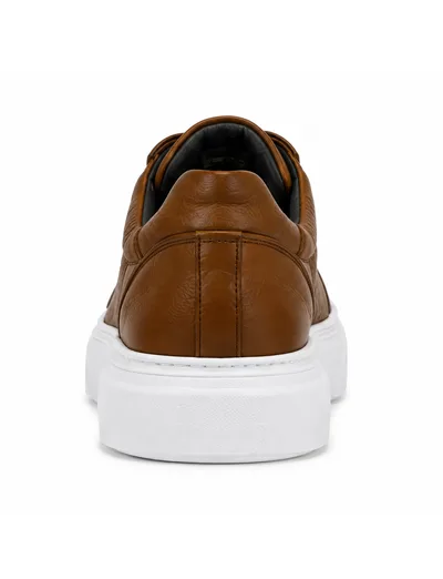 Cognac Leather Platform Sneaker Erkek