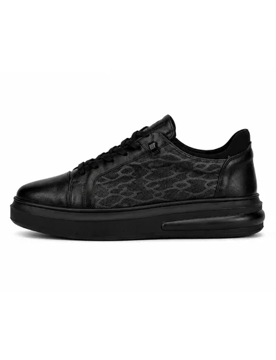Black Monogram Leather Sneaker Erkek