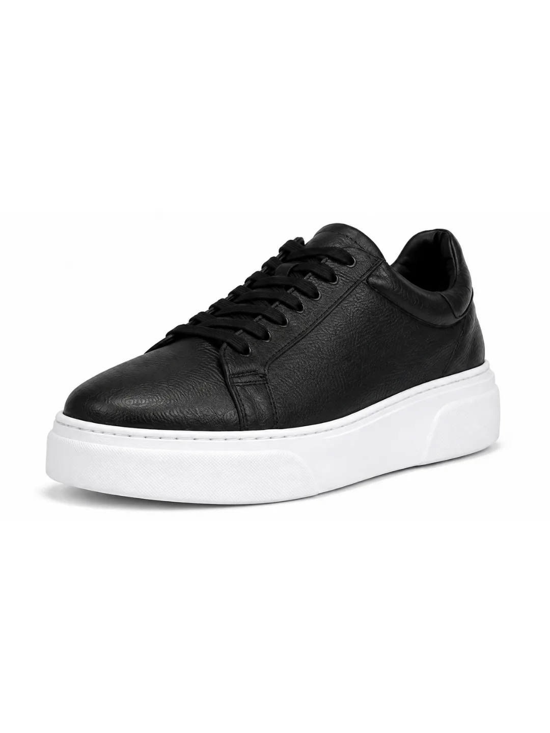 Noir Leather Platform Sneaker Erkek