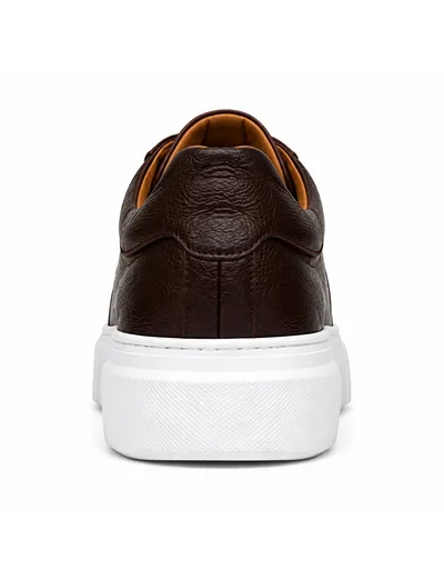 Brown Leather Platform Sneaker Erkek